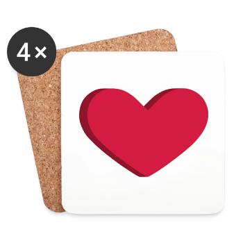 Herz in 3D Liebe Romantisch Geschenk - Untersetzer (4er-Set) - Weiß - Vorne