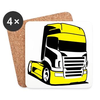 Camion Jaune Pop Art - Dessous de verre (lot de 4) - blanc - Devant