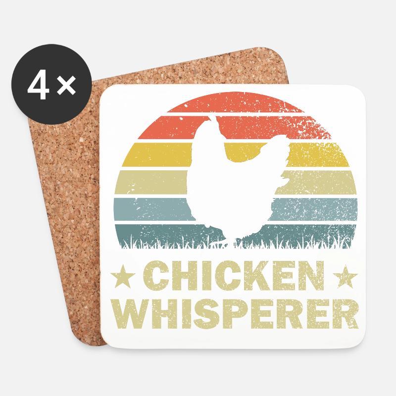 Huhn Hühner - Untersetzer (4er-Set) - Weiß