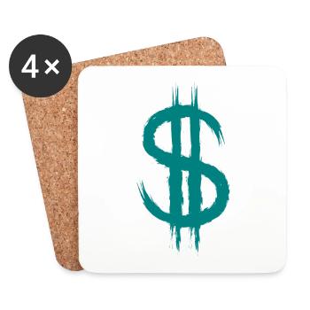 Dollarzeichen Dollar Zeichen Geld Bürste Geschenk - Untersetzer (4er-Set) - Weiß - Vorne