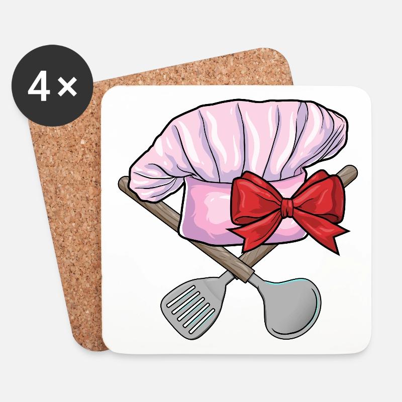 Kochen Kochmütze Küche - Untersetzer (4er-Set) - Weiß
