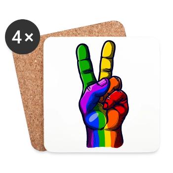 Égalité des droits humains des lesbiennes gays - Dessous de verre (lot de 4) - blanc - Devant