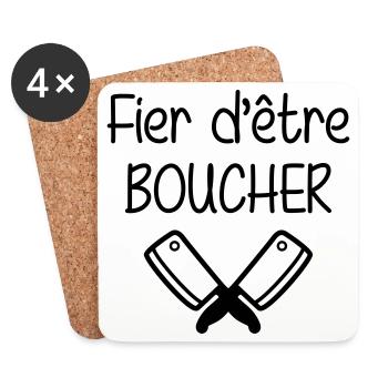 Fier d'être boucher - Dessous de verre (lot de 4) - blanc - Devant