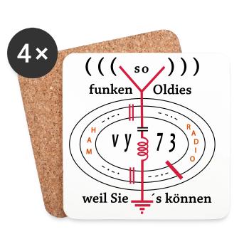 Amateurfunker, Oldies funken weil Sie`s können - Untersetzer (4er-Set) - Weiß - Vorne