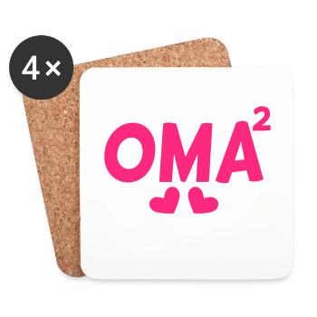 Oma hoch Zwei -Zweifache Oma - Untersetzer (4er-Set) - Weiß - Vorne