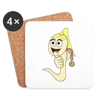 Winner sperm female funny number 1 - Coasters (set of 4) - white - Front