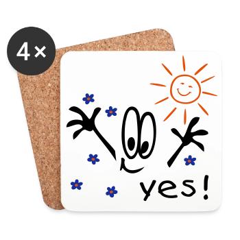 Summer, Sun, Holidays, Comics - Coasters (set of 4) - white - Front