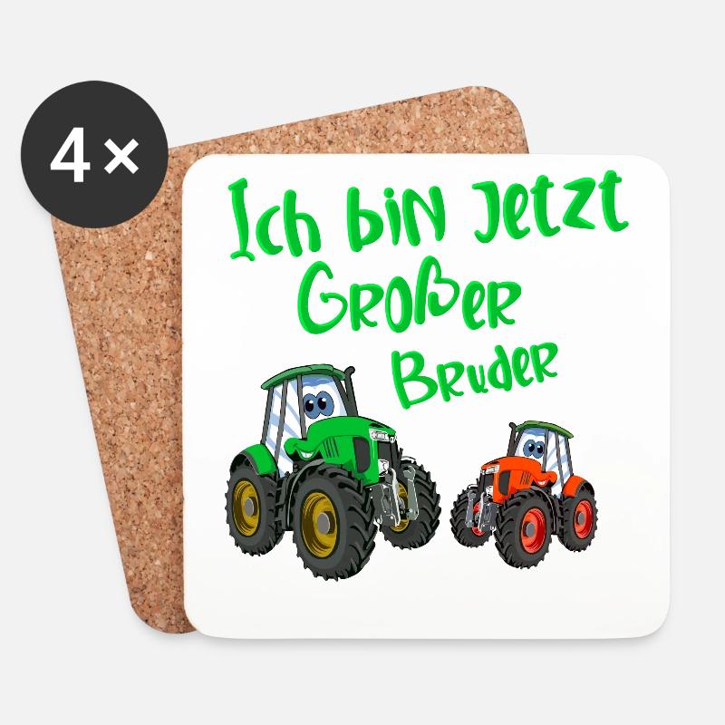 Ich Bin Jetzt Großer Bruder Traktor - Untersetzer (4er-Set) - Weiß