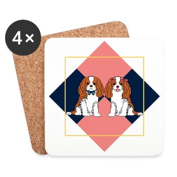 Gitter Kavalier König Charles Spaniel - Untersetzer (4er-Set) - Weiß - Vorne