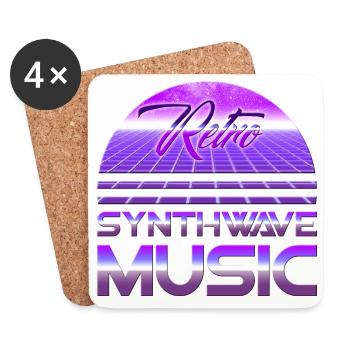 80s Neon Retro Synthwave Music Electronic Wave - Coasters (set of 4) - white - Front