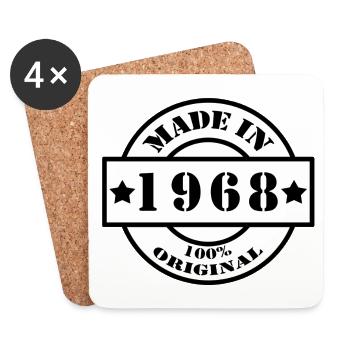 FABRIQUÉ EN 1968 année de naissance année de fabrication cadeau vintage - Dessous de verre (lot de 4) - blanc - Devant