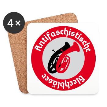 Antifaschistische Baritonbläser Pfade - Untersetzer (4er-Set) - Weiß - Vorne