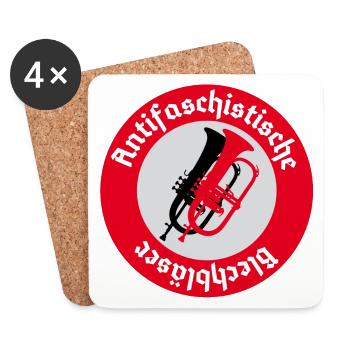 Antifaschistische Flügelhornbläser pfade - Untersetzer (4er-Set) - Weiß - Vorne