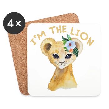 Lion « I’m the Lion » - Dessous de verre (lot de 4) - blanc - Devant
