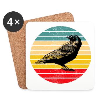 Raven crow bird - Coasters (set of 4) - white - Front