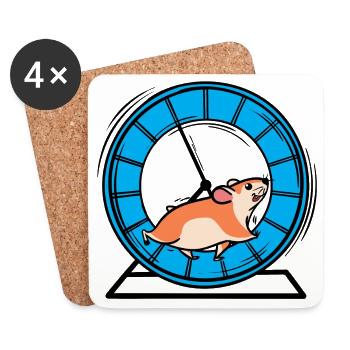 Hamster roue en cours d'exécution sprint jogging entraînement drôle - Dessous de verre (lot de 4) - blanc - Devant