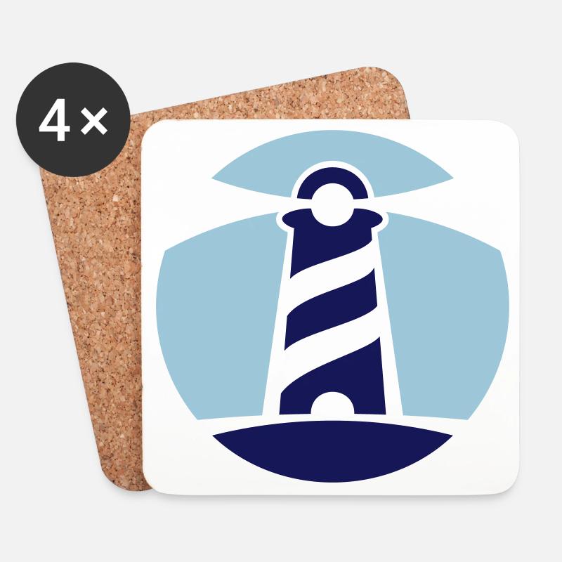 Leuchtturm Logo (minimalistisch) - Untersetzer (4er-Set) - Weiß