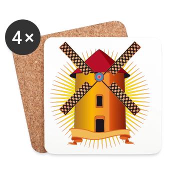 golden windmill with a shining background - Coasters (set of 4) - white - Front