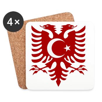 Albania Turkey flag - Coasters (set of 4) - white - Front