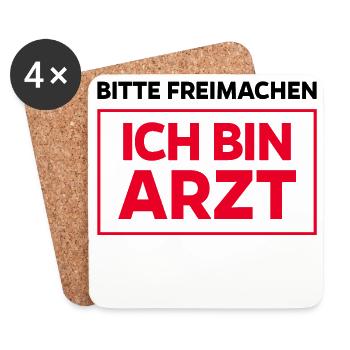 Lustig Spruch Ich Bin Arzt Doktor Notarzt Witzig - Untersetzer (4er-Set) - Weiß - Vorne