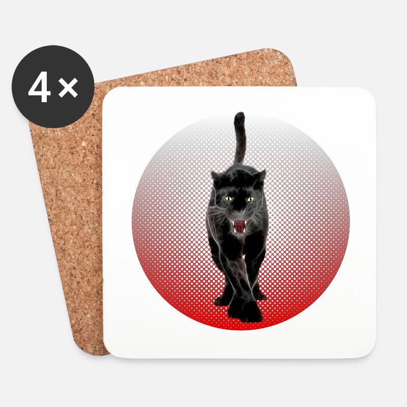 Black Cougar schwarzer Panther CB Cat Black - Untersetzer (4er-Set) - Weiß