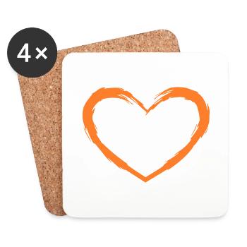 Cœur symbole amour cadeau - Dessous de verre (lot de 4) - blanc - Devant