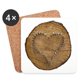 Coeur - un signe d'amour - Dessous de verre (lot de 4) - blanc - Devant