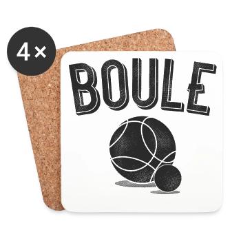 Boule with piggy petanque boules player - Coasters (set of 4) - white - Front
