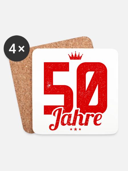 50 Jahre Jubiläum - Untersetzer (4er-Set) - Weiß