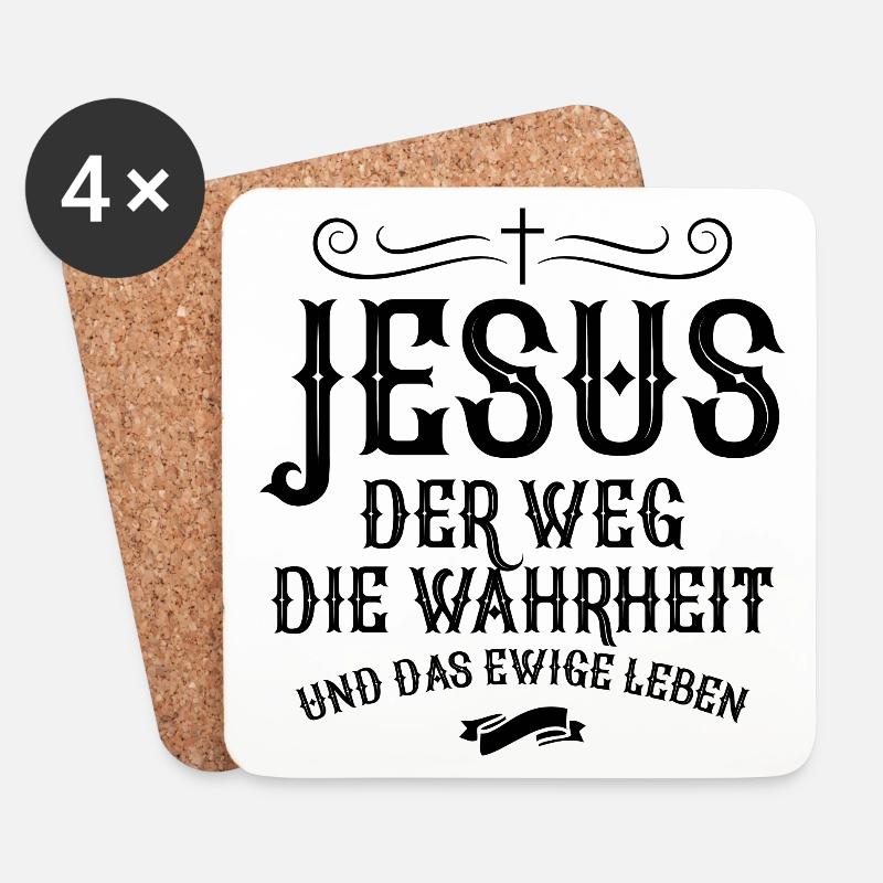 Jesus Christus Weg Wahrheit - Untersetzer (4er-Set) - Weiß