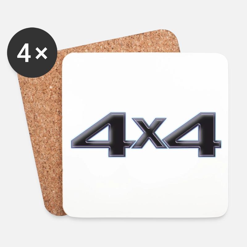 4x4 Offroad Car Sticker - Untersetzer (4er-Set) - Weiß