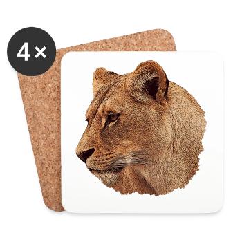 christmas gifts big cats, lioness, big cat - Coasters (set of 4) - white - Front