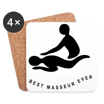 BEST MASSEUR EVER - Untersetzer (4er-Set) - Weiß - Vorne