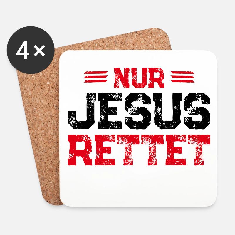 Nur Jesus Rettet - Untersetzer (4er-Set) - Weiß