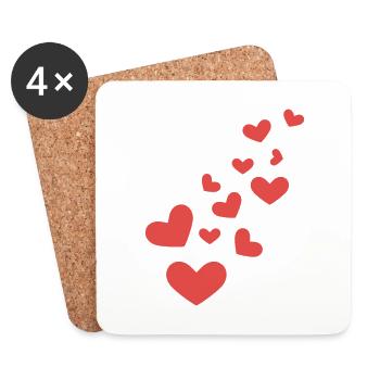 Coeur - amour - petits coeurs - motif - - ligne - Dessous de verre (lot de 4) - blanc - Devant