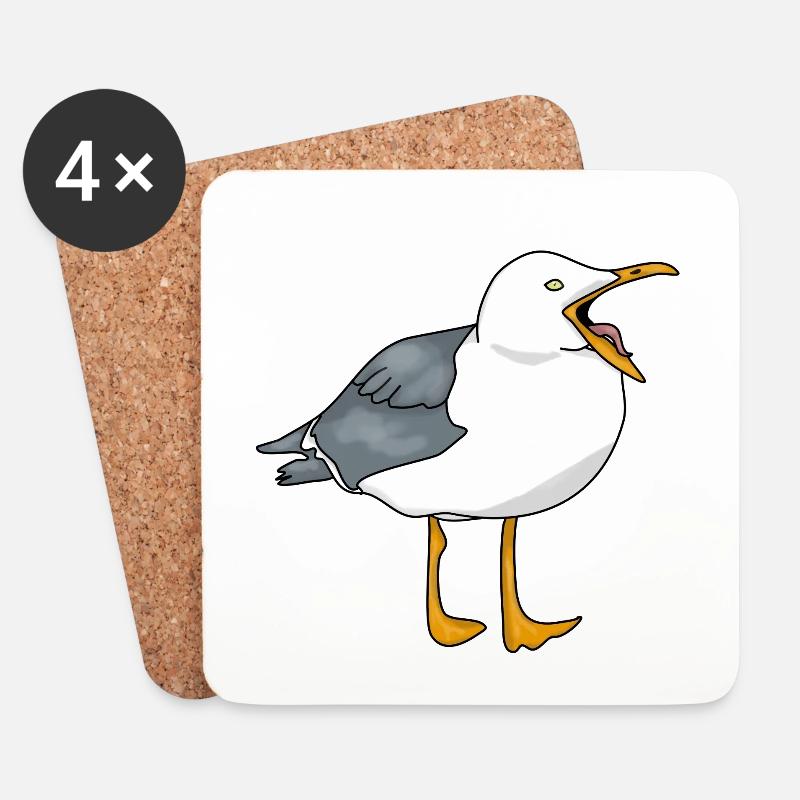 Möwe - Seagull - Untersetzer (4er-Set) - Weiß