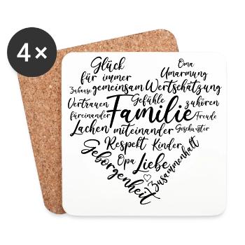 Familie Herz - Untersetzer (4er-Set) - Weiß - Vorne