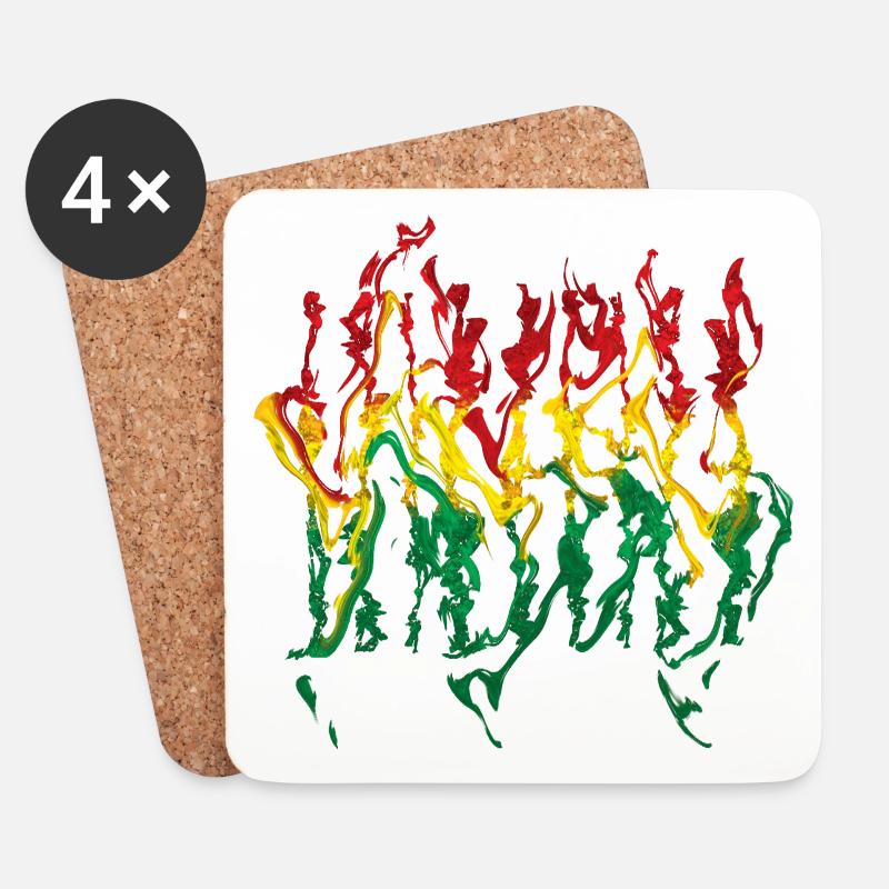 Lebendige Reggae Flammen-Illustration Reggae - Untersetzer (4er-Set) - Weiß