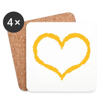 Herz modern in gelb - Herz Geschenk - Untersetzer (4er-Set) - Weiß - Vorne