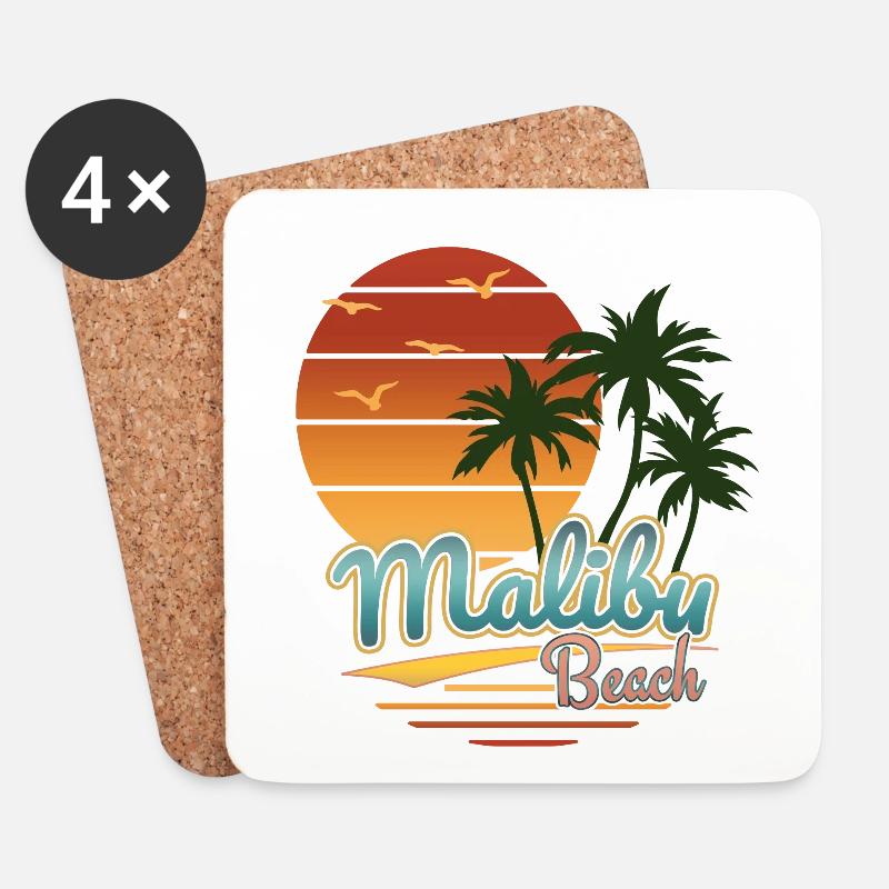 Retro Malibu Beach, Geschenkidee, USA, L.A. - Untersetzer (4er-Set) - Weiß