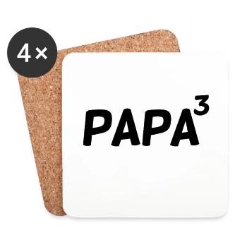 Père triple - Papa haut Trois - Fête des Pères - Dessous de verre (lot de 4) - blanc - Devant