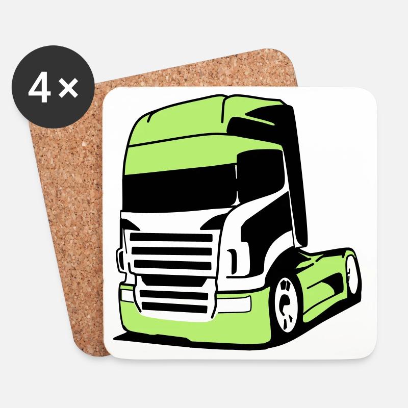 Markanter V8-Truck - Untersetzer (4er-Set) - Weiß