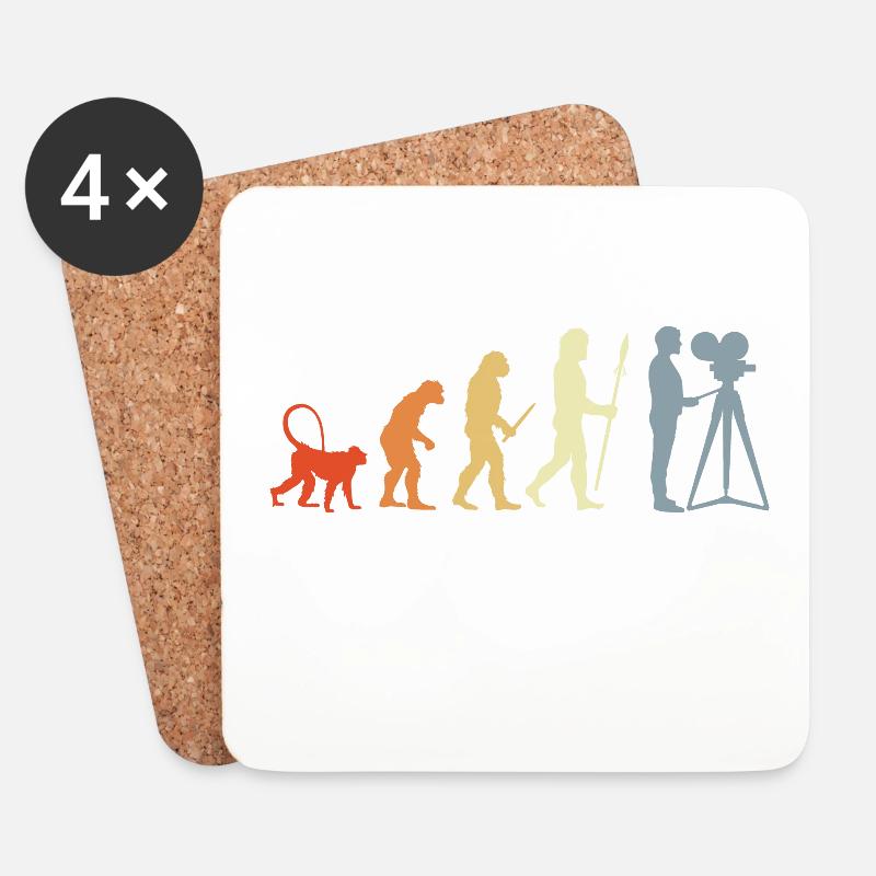 Kameramann Evolution - Untersetzer (4er-Set) - Weiß