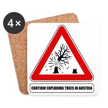 arbres qui explosent,  exploding trees Austria - Dessous de verre (lot de 4) - blanc - Devant