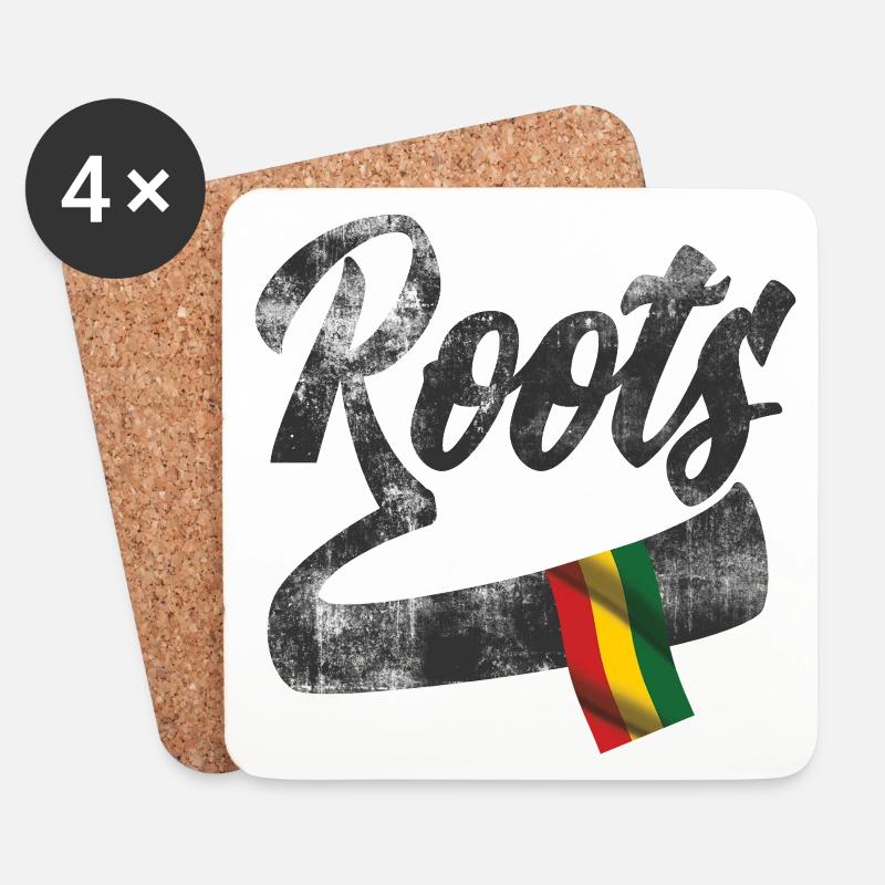 Roots Reggae Design mit farbiger Flagge - Untersetzer (4er-Set) - Weiß