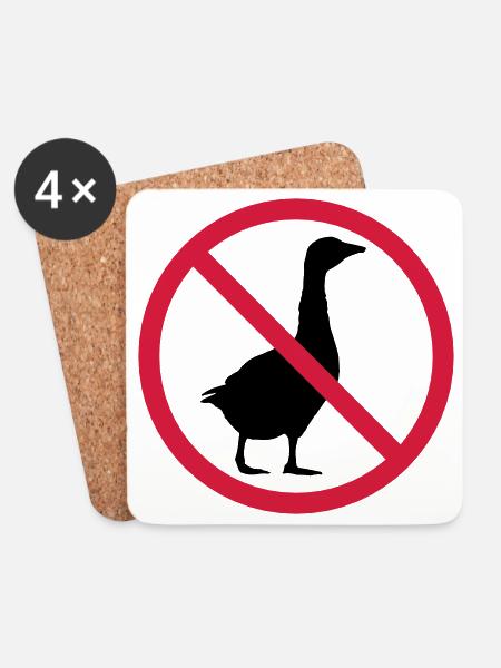 Gans Verboten Schild - Untersetzer (4er-Set) - Weiß