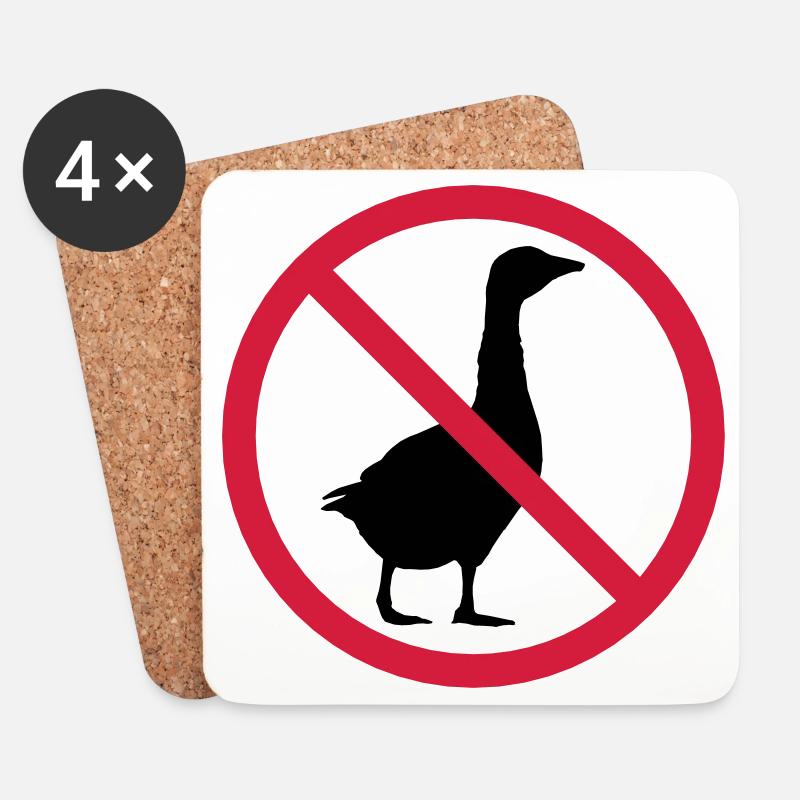 Gans Verboten Schild - Untersetzer (4er-Set) - Weiß