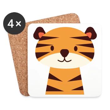 Kleiner Tiger - Untersetzer (4er-Set) - Weiß - Vorne
