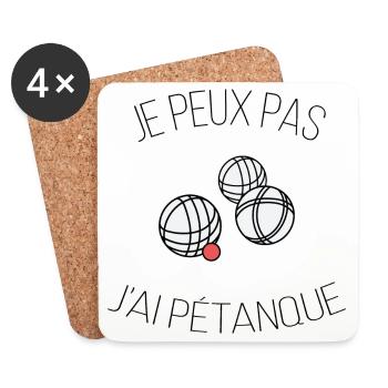 je peux pas j ai pétanque - Dessous de verre (lot de 4) - blanc - Devant