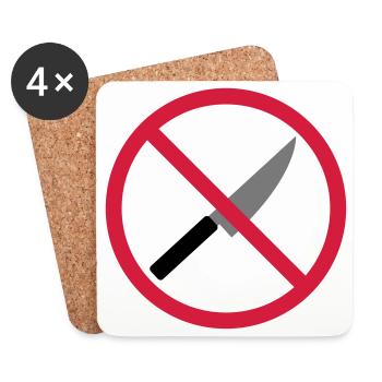 Forbidden sign knife - Coasters (set of 4) - white - Front